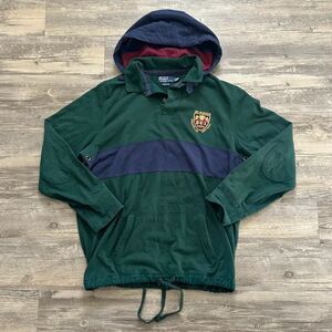 Vintage Polo Ralph Lauren 381 Bleeker 1967 NYC Hooded Rugby Shirt Size XXL
